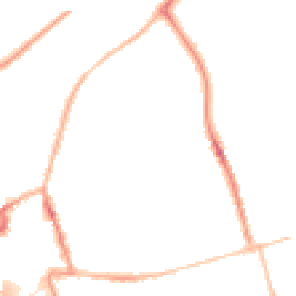 Night-time road noise heatmap for NN8 1EW
