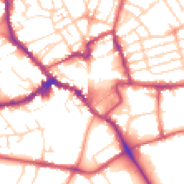 Daytime road noise heatmap for NN8 1EY