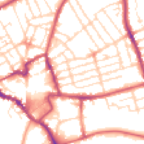 Daytime road noise heatmap for NN8 1JE