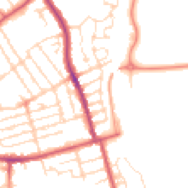 Daytime road noise heatmap for NN8 1QG