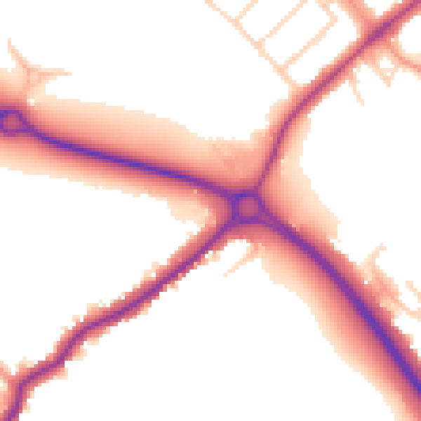 Daytime road noise heatmap for NN8 2AD
