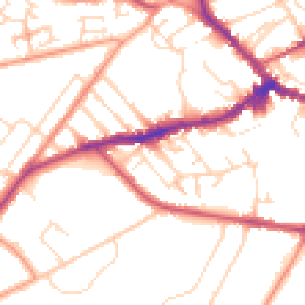 Daytime road noise heatmap for NN8 2AL