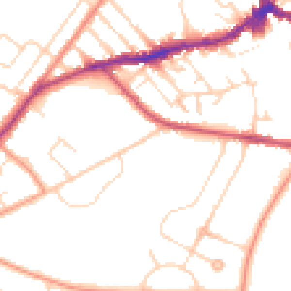 Daytime road noise heatmap for NN8 2AY