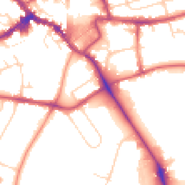Daytime road noise heatmap for NN8 2DG
