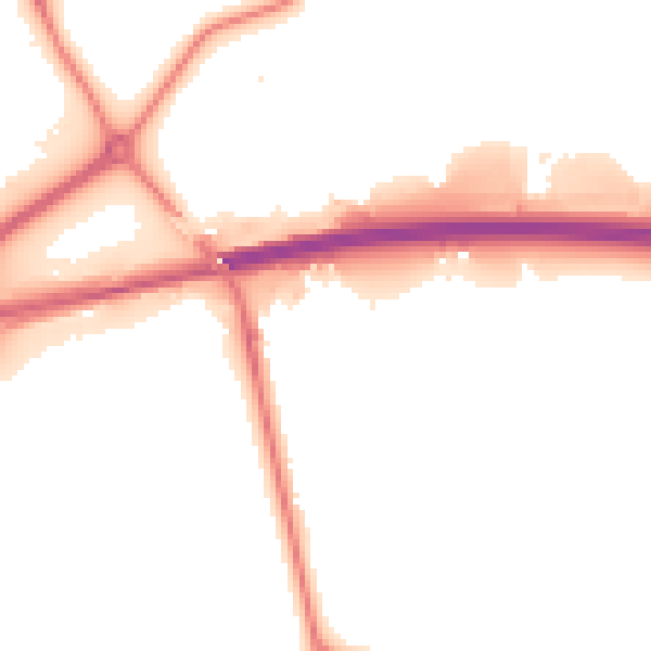 Night-time road noise heatmap for NN8 2DX