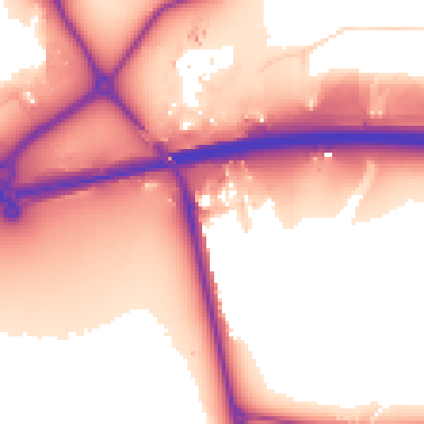 Daytime road noise heatmap for NN8 2DY