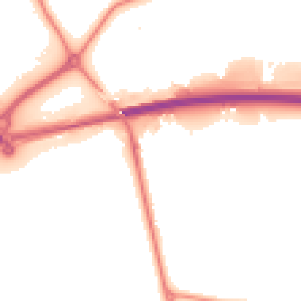 Night-time road noise heatmap for NN8 2DY
