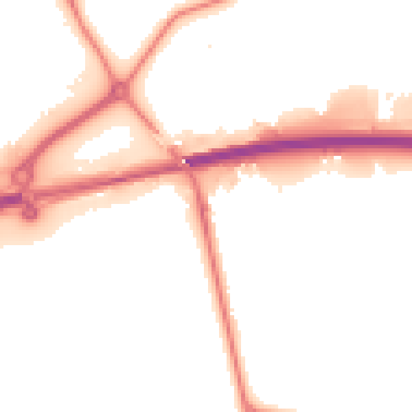 Night-time road noise heatmap for NN8 2DZ