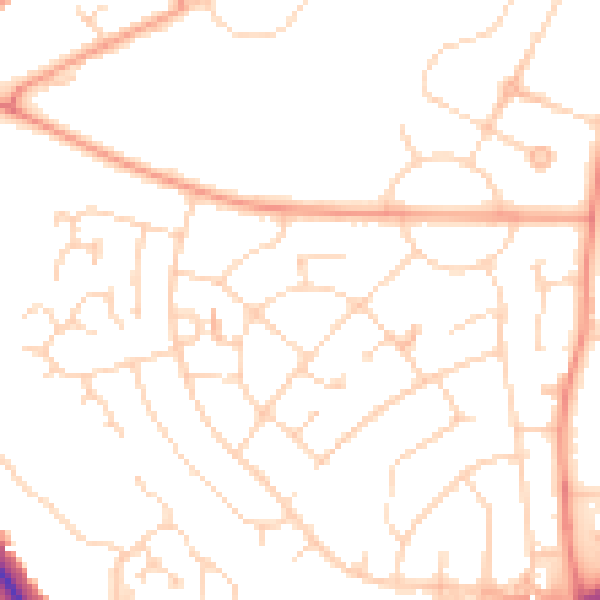 Daytime road noise heatmap for NN8 2ES