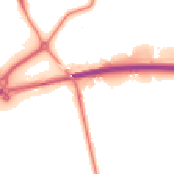 Night-time road noise heatmap for NN8 2FD