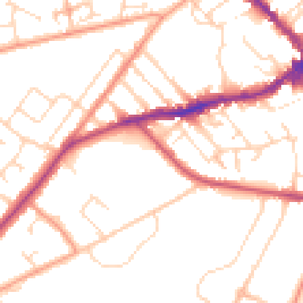 Daytime road noise heatmap for NN8 2FF