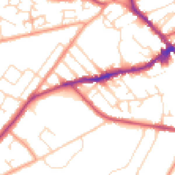 Daytime road noise heatmap for NN8 2FJ