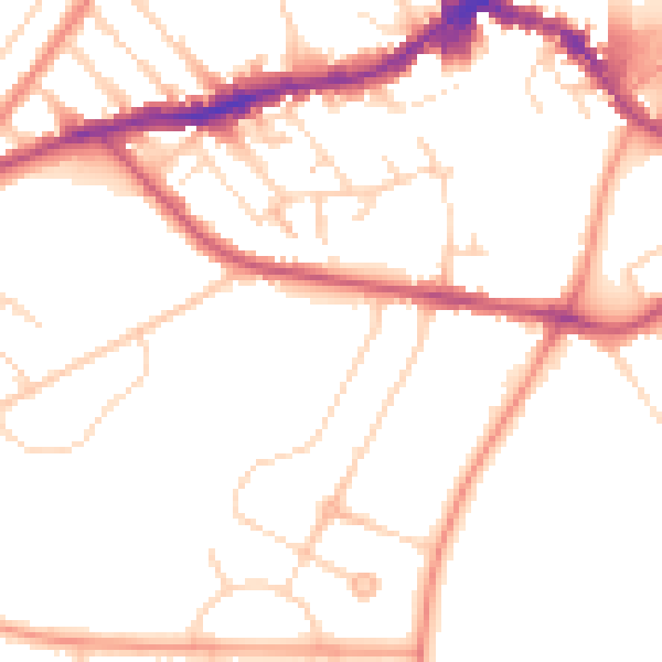 Daytime road noise heatmap for NN8 2FP