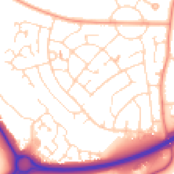 Daytime road noise heatmap for NN8 2HP