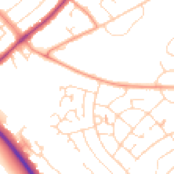 Daytime road noise heatmap for NN8 2HQ