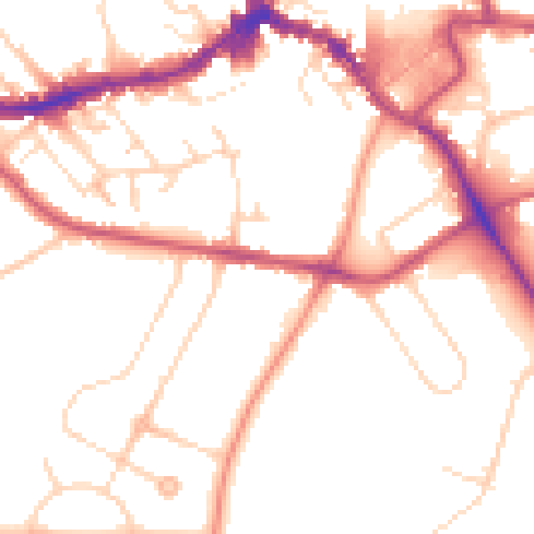 Daytime road noise heatmap for NN8 2LB