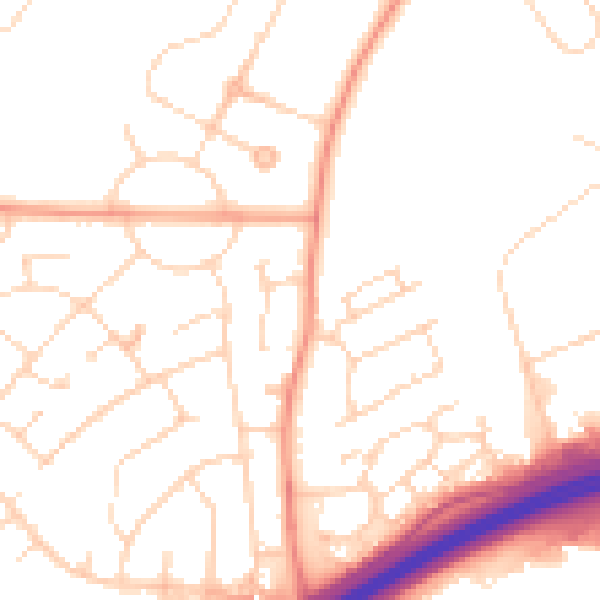 Daytime road noise heatmap for NN8 2LE