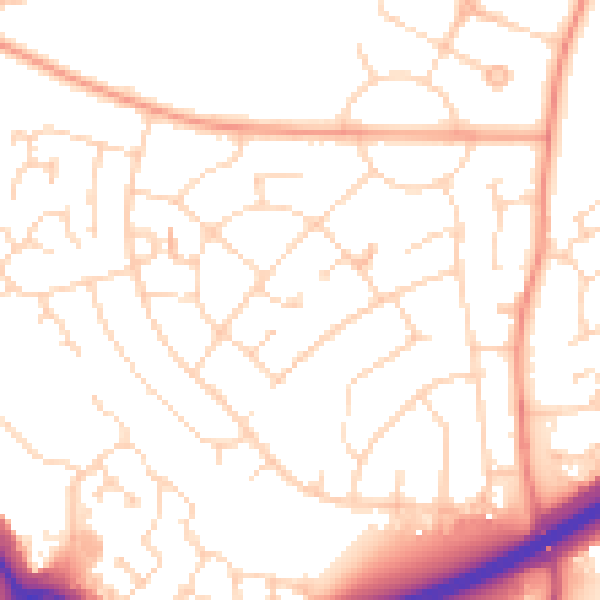Daytime road noise heatmap for NN8 2NP