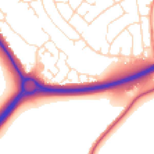 Daytime road noise heatmap for NN8 2NS