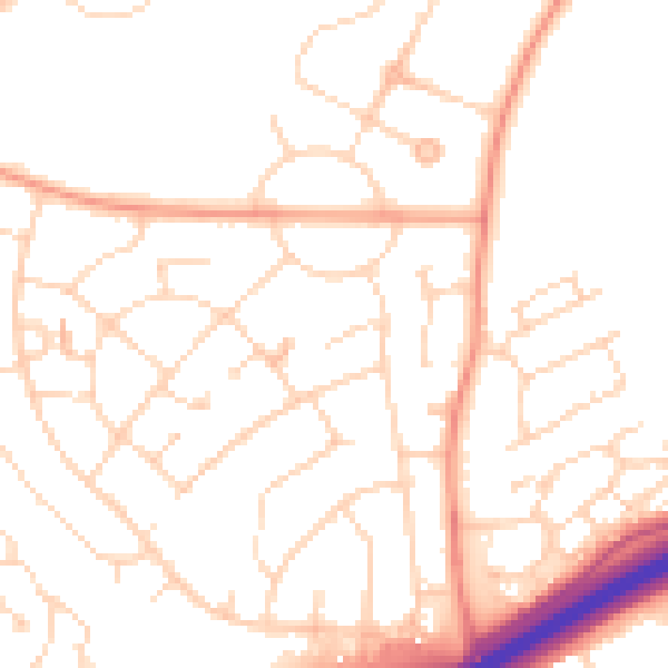 Daytime road noise heatmap for NN8 2PJ