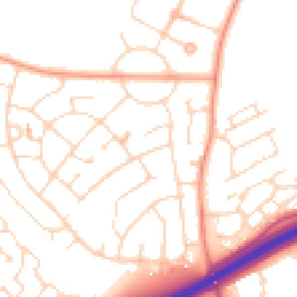 Daytime road noise heatmap for NN8 2PT