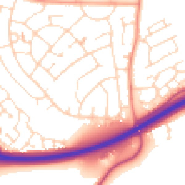 Daytime road noise heatmap for NN8 2PW