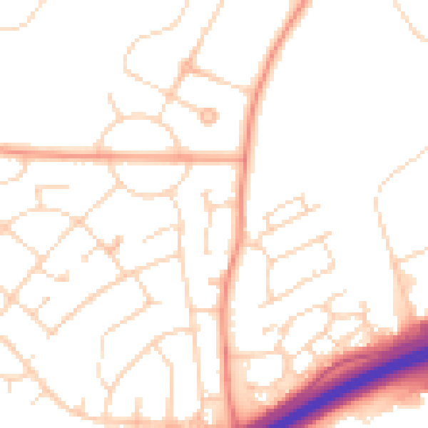 Daytime road noise heatmap for NN8 2PZ