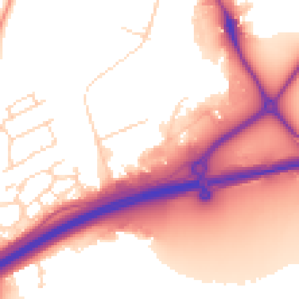Daytime road noise heatmap for NN8 2RN