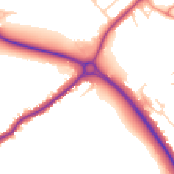Daytime road noise heatmap for NN8 2UJ