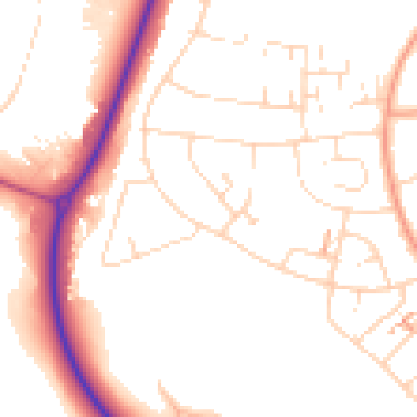 Daytime road noise heatmap for NN8 3BP