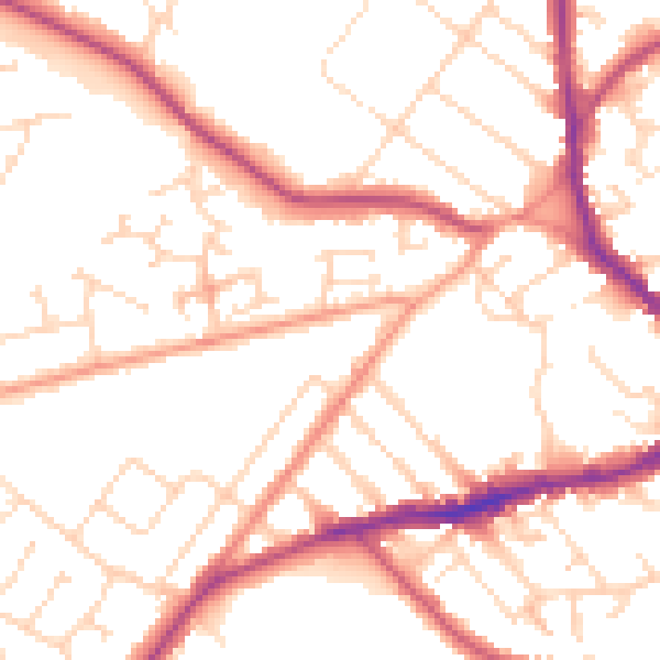 Daytime road noise heatmap for NN8 3GH