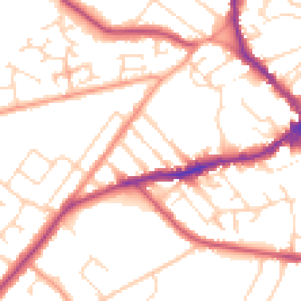 Daytime road noise heatmap for NN8 3HF