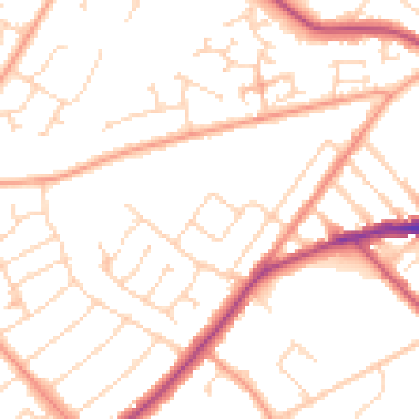 Daytime road noise heatmap for NN8 3JD