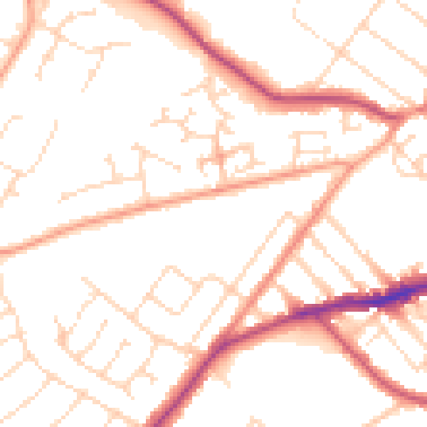 Daytime road noise heatmap for NN8 3LH