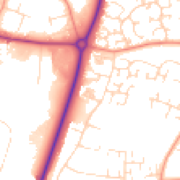 Daytime road noise heatmap for NN8 3LL