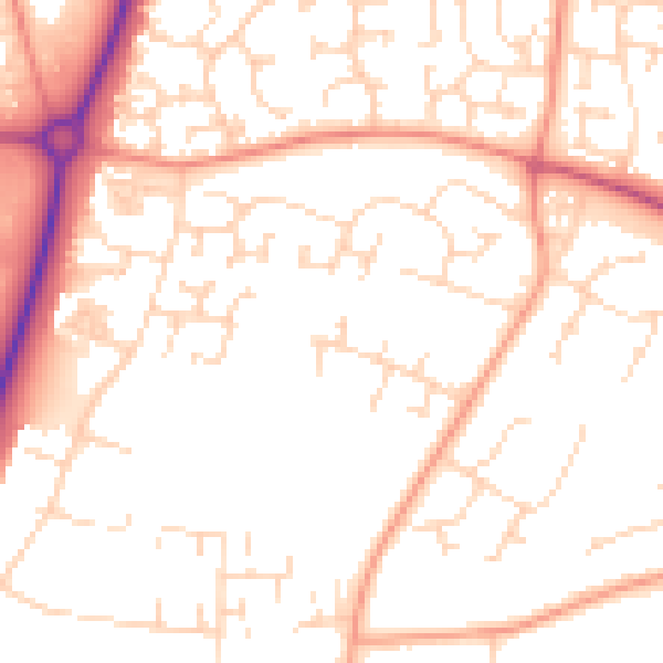 Daytime road noise heatmap for NN8 3QG