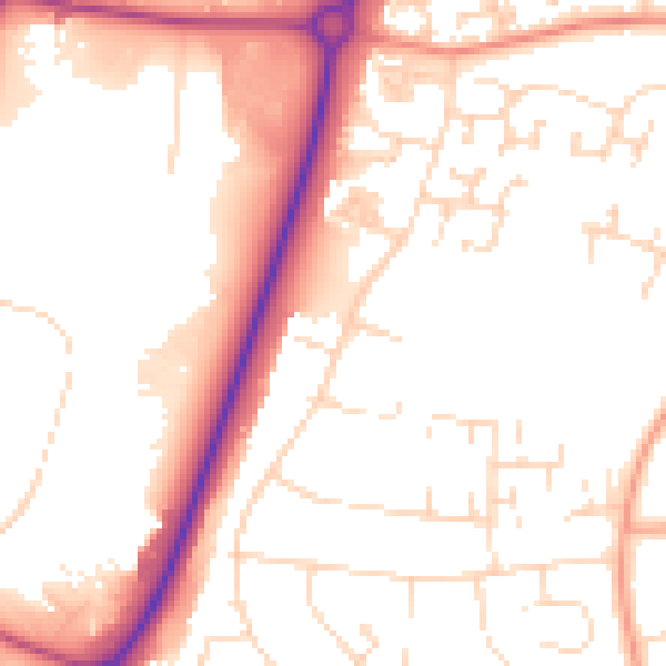 Daytime road noise heatmap for NN8 3SY