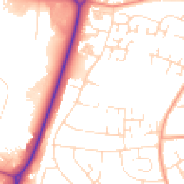 Daytime road noise heatmap for NN8 3TE