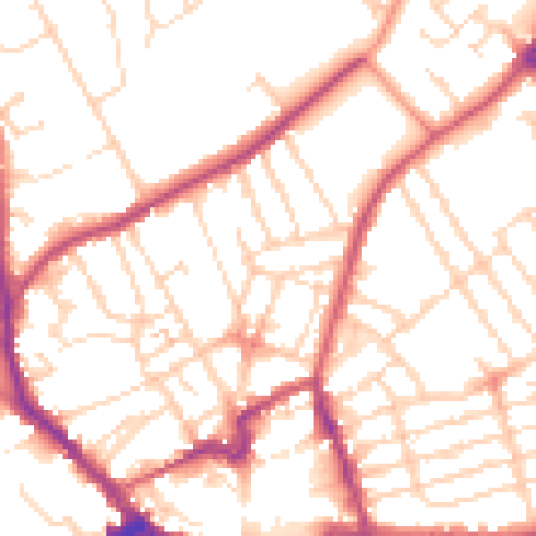 Daytime road noise heatmap for NN8 4DY