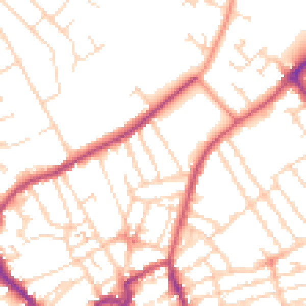 Daytime road noise heatmap for NN8 4EJ