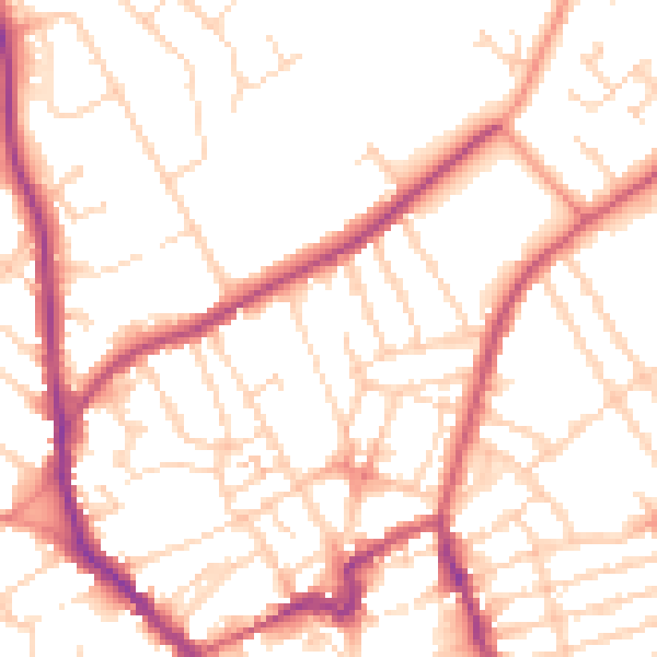Daytime road noise heatmap for NN8 4EU