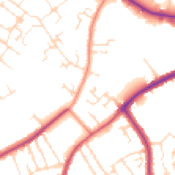 Daytime road noise heatmap for NN8 4GH