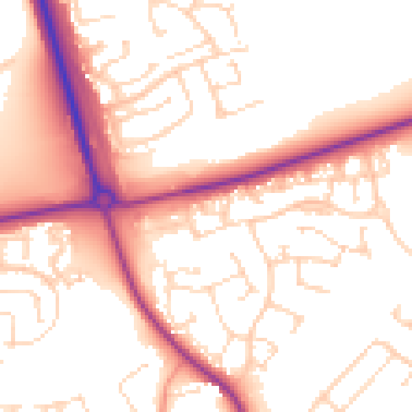 Daytime road noise heatmap for NN8 4JN