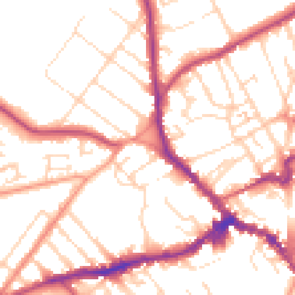 Daytime road noise heatmap for NN8 4LN