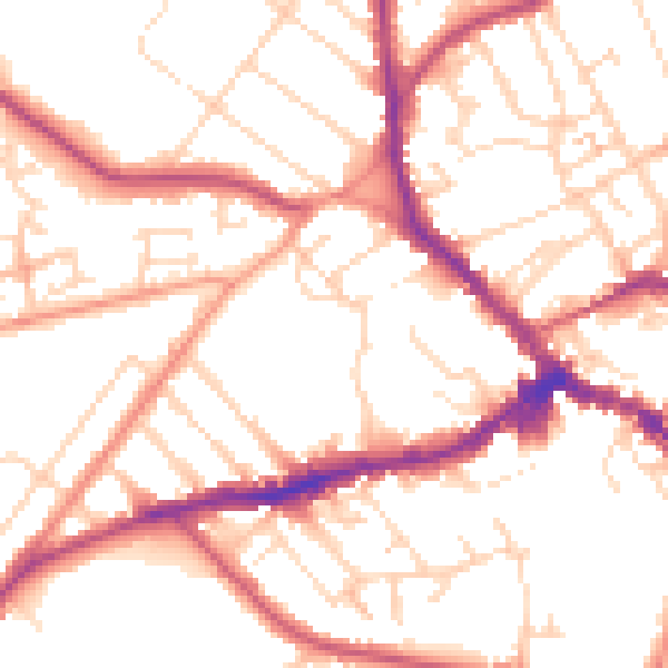Daytime road noise heatmap for NN8 4LZ