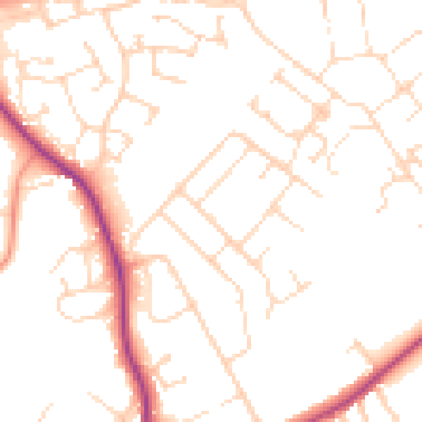 Daytime road noise heatmap for NN8 4SL