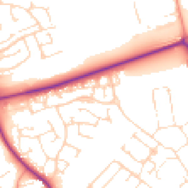 Daytime road noise heatmap for NN8 4SP
