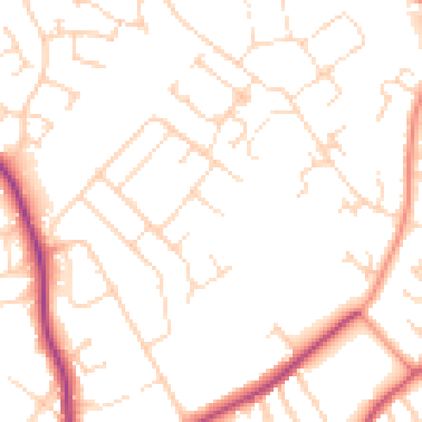 Daytime road noise heatmap for NN8 4SQ