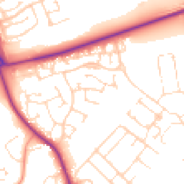 Daytime road noise heatmap for NN8 4UW