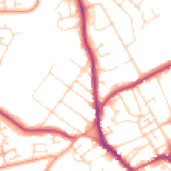 Daytime road noise heatmap for NN8 5AU